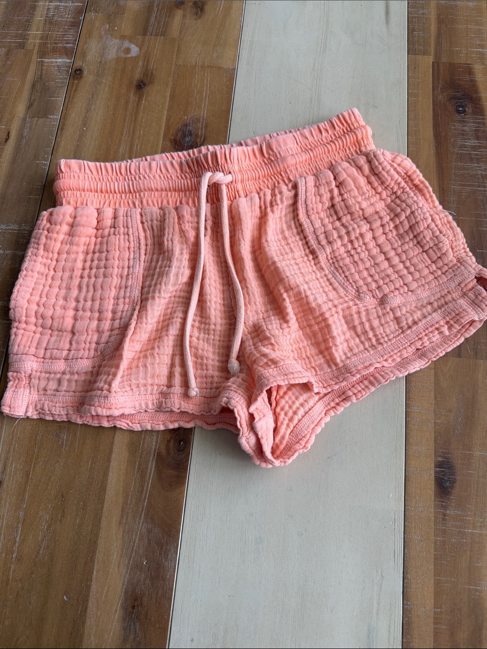 Out From Under Urban Outfitters Coral Drawstring Gauze Athletic Shorts